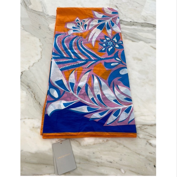 EMILIO PUCCI SAMOA AZURE COTTON-VOILE PAREO NWTS! - Picture 5 of 16